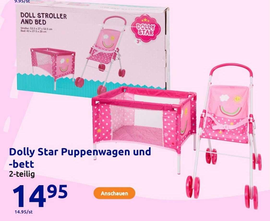 Dolly Star Puppenwagen und -bett 2-teilig