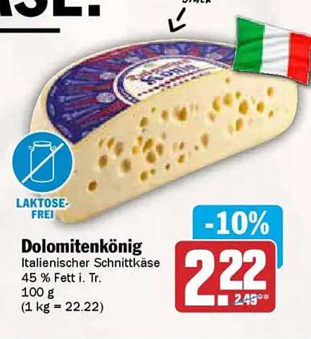 Dolomitenkönig - Italienischer Schnittkäse 45 % Fett i. Tr.