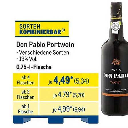 Don Pablo Portwein - Verschiedene Sorten, 0,75 l-Flasche