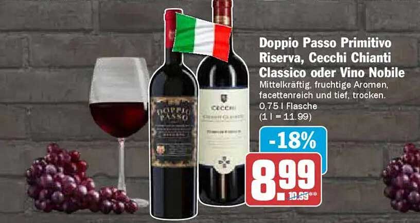 Doppio Passo Primitivo Riserva, Cecchi Chianti Classico oder Vino Nobile
