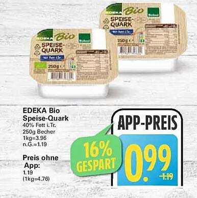 EDEKA Bio Speise-Quark 40% Fett i.Tr. 250g