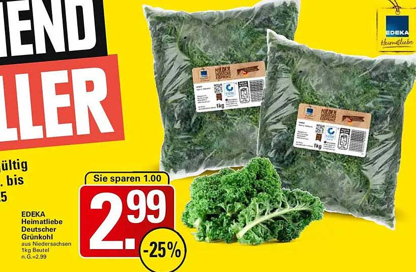 EDEKA Heimatliebe Deutscher Grünkohl 1kg Beutel