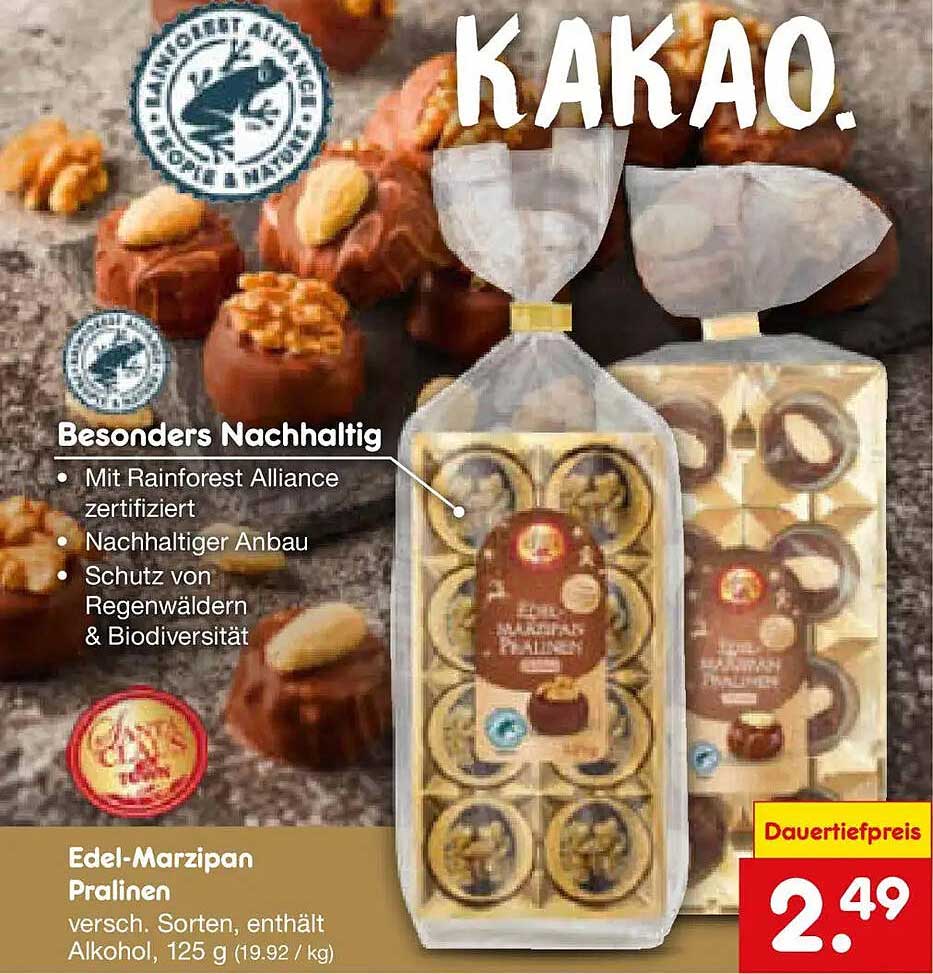 Edel-Marzipan Pralinen, versch. Sorten, 125 g