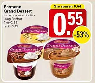 Ehrmann Grand Dessert – verschiedene Sorten 190g Becher