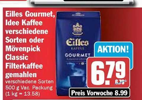 Eilles Gourmet, Idee Kaffee verschiedene Sorten oder Mövenpick Classic Filterkaffee gemahlen 500 g