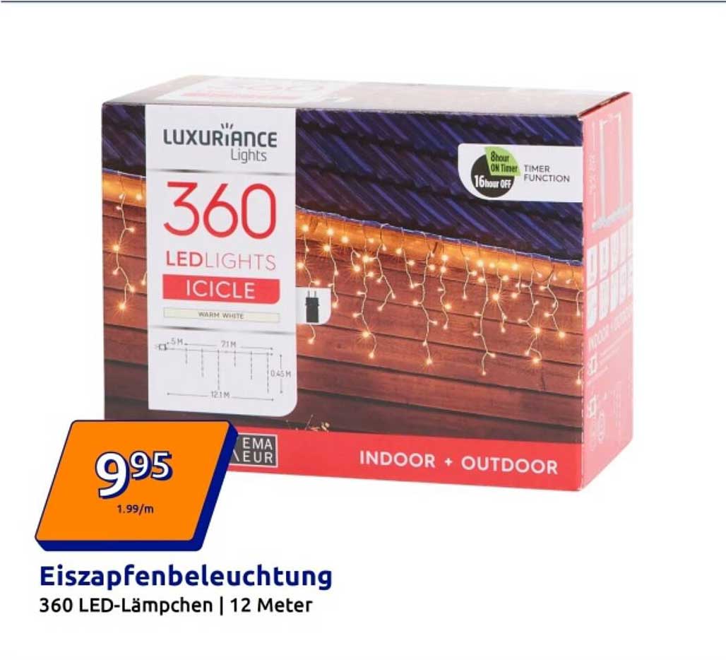 Eiszapfenbeleuchtung 360 LED-Lämpchen | 12 Meter