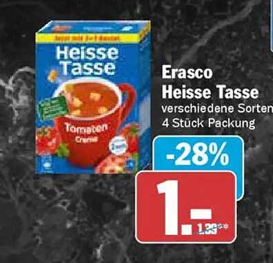 Erasco Heisse Tasse verschiedene Sorten 4 Stück Packung