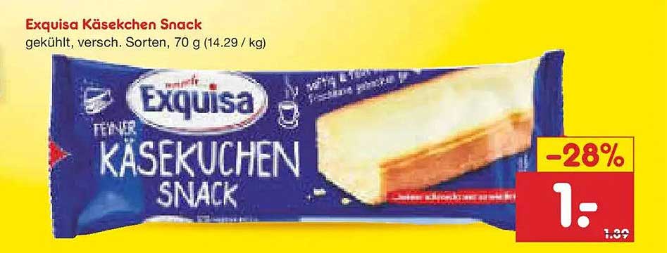 Exquisa Käsekuchen Snack, gekühlt, verschiedene Sorten, 70 g