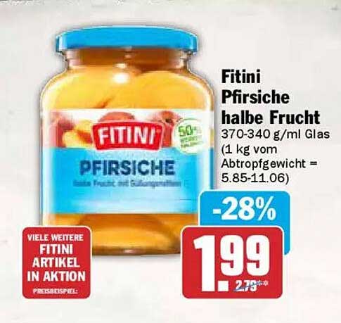 Fitini Pfirsiche halbe Frucht 370-340 g im Glas