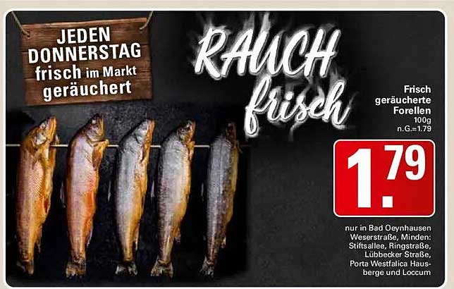 Frisch geräucherte Forellen 100g für nur 1,79