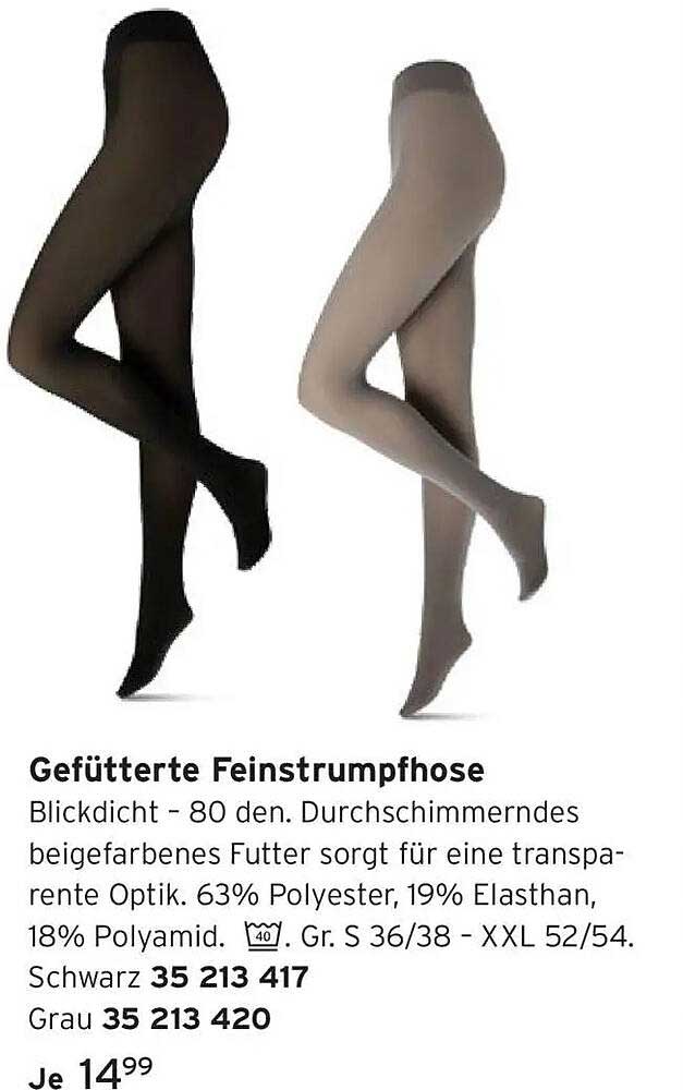 Gefütterte Feinstrumpfhose - Blickdicht - 80 den