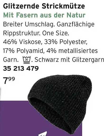 Glitzernde Strickmütze mit Fasern aus der Natur