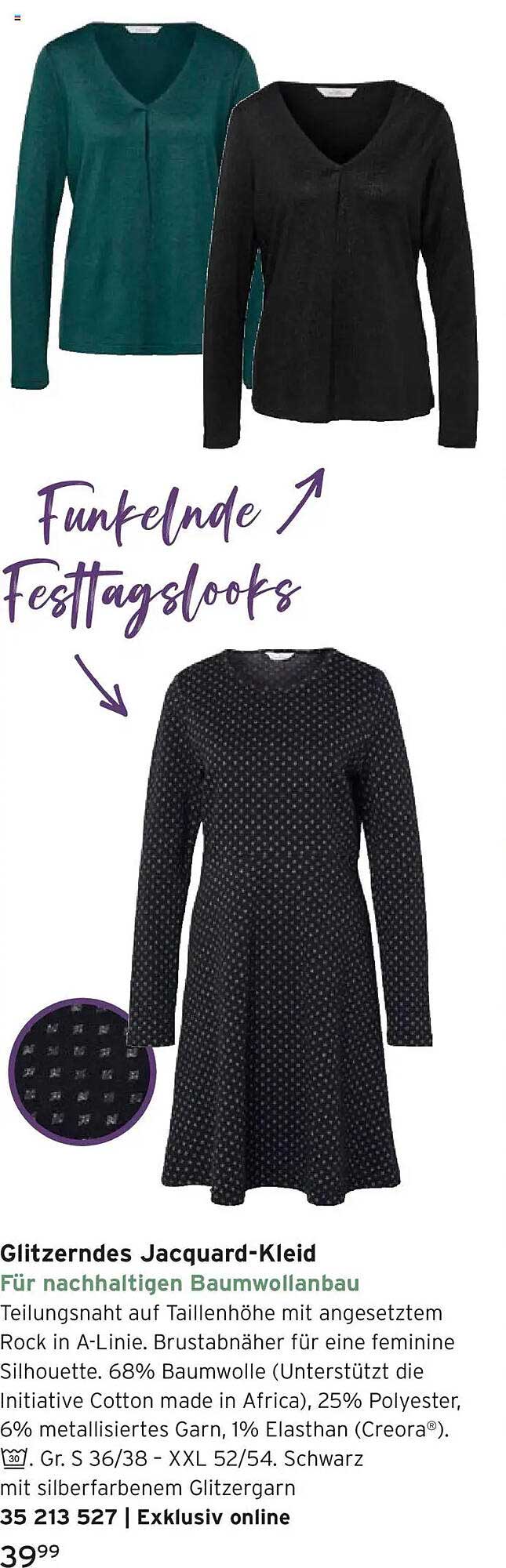 Glitzerndes Jacquard-Kleid für nachhaltigen Baumwollbau