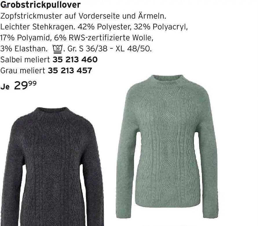 Grobstrickpullover mit Zopfmuster