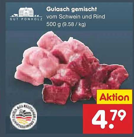 Gulasch gemischt vom Schwein und Rind 500 g