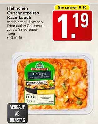 Hähnchen Geschnetzeltes Käse-Lauch