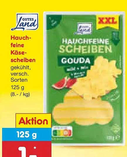 Hauchfeine Käsescheiben Gouda, gekühlt, 125 g