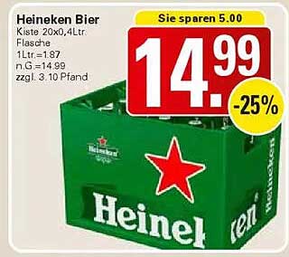 Heineken Bier Kiste 20x0,4L Flasche
