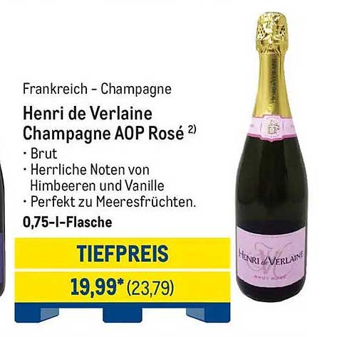 Henri de Verlaine Champagne AOP Rosé - 0,75 l-Flasche