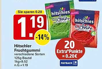 Hitschler Fruchtgummi 125g Beutel – verschiedene Sorten