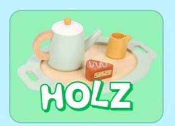 Holz Spielzeug Set mit Kanne und Kuchen