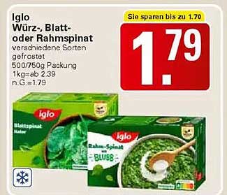 Iglo Würz-, Blatt- oder Rahmspinat 500/750g