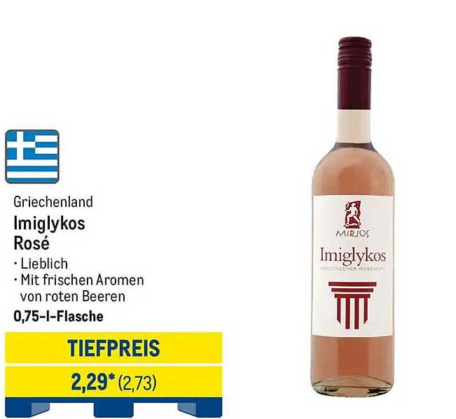 Imiglykos Rosé 0,75 l - Liebliche Aromen aus Griechenland