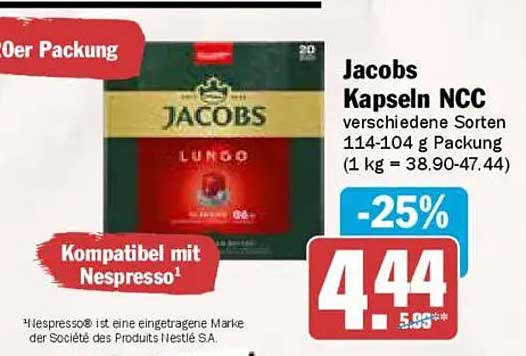 Jacobs Kapseln NCC verschiedene Sorten 114-104 g Packung