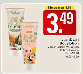 Jean&Len Bodylotion - verschiedene Varianten 250ml Flasche
