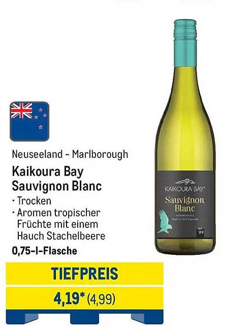 Kaikoura Bay Sauvignon Blanc - 0,75 l Flasche