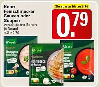 Knorr Feinschmecker Saucen oder Suppen, verschiedene Sorten je Beutel