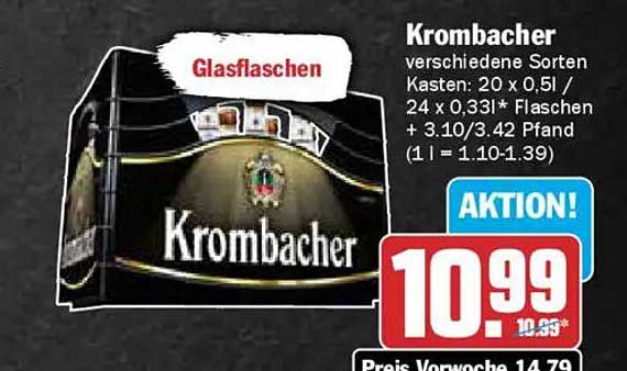 Krombacher Glasflaschen Kasten 20 x 0,5l / 24 x 0,33l