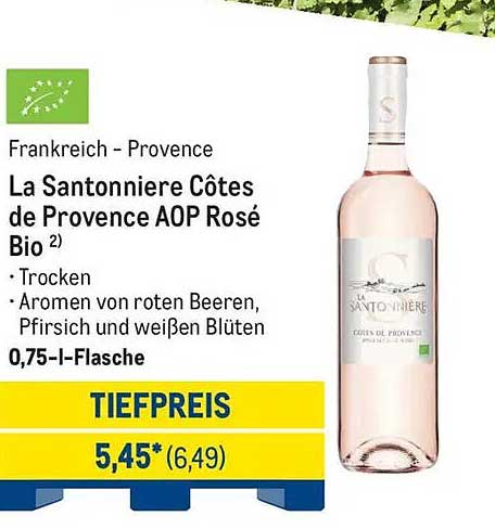 La Santonniere Côtes de Provence AOP Rosé Bio