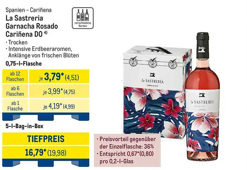 La Sastreria Garnacha Rosado Cariñena D.O. 0,75 l Flasche