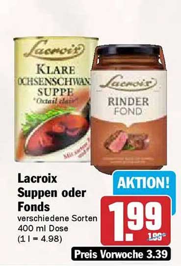 Lacroix Suppen oder Fonds – verschiedene Sorten 400 ml Dose