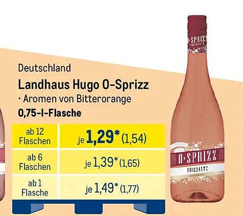 Landhaus Hugo O-Sprizz – Aromen von Bitterorange, 0,75 l-Flasche