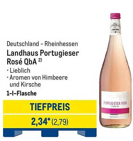 Landhaus Portugieser Rosé QbA - Lieblich mit Aromen von Himbeere und Kirsche