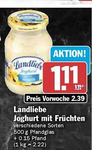 Landliebe Joghurt mit Früchten – 500 g Pfandglas