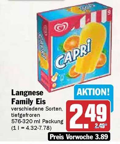 Langnese Family Eis, verschiedene Sorten, tiefgefroren