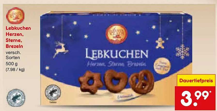 Lebkuchen Herzen, Sterne, Brezeln 500 g