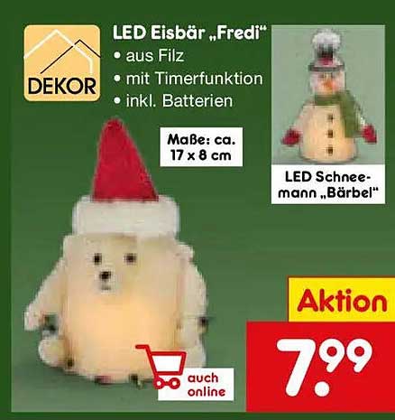 LED Eisbär "Fredi" aus Filz – der perfekte Winterdekor