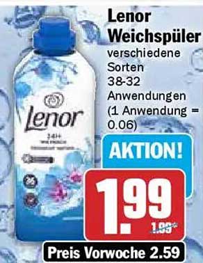Lenor Weichspüler verschiedene Sorten 38-32 Anwendungen (1 Anwendung = 0.06)