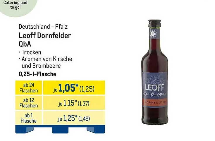 Leoff Dornfelder QbA - Trocken, Aromen von Kirsche und Brombeere, 0,25 l-Flasche