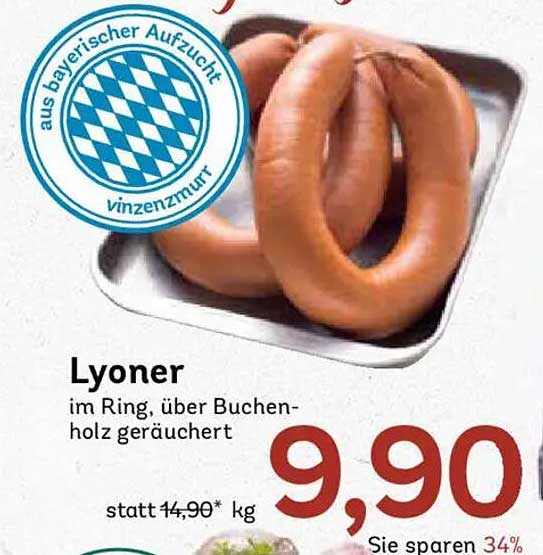 Lyoner im Ring, über Buchenholz geräuchert