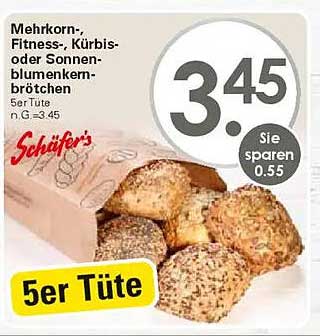 Mehrkorn-, Fitness-, Kürbis- oder Sonnenkernbrötchen 5er Tüte