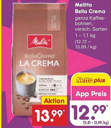 Melitta Bella Crema ganze Kaffee-Bohnen, verschieden. Sorten 1 – 1,1 kg