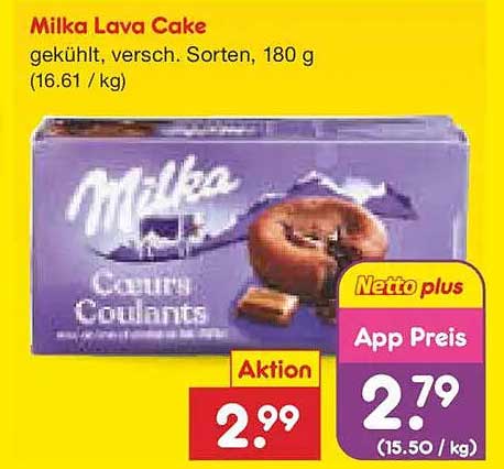 Milka Lava Cake, gekühlt, verschiedene Sorten, 180 g
