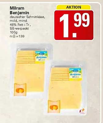 Milram Benjamin deutscher Schnittkäse, mild, mind. 48% Fett i. Tr., 100 g