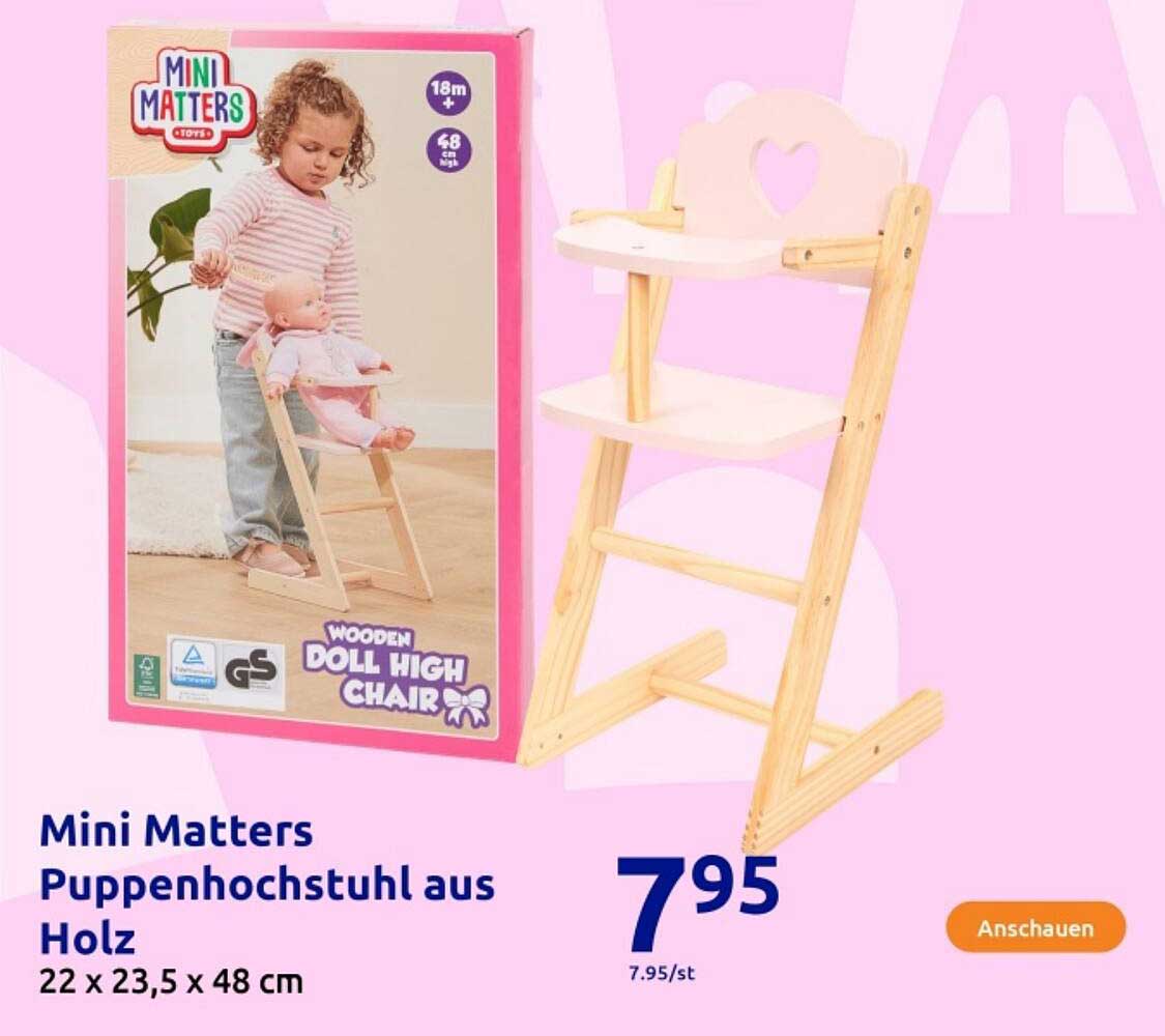 Mini Matters Puppenhochstuhl aus Holz
