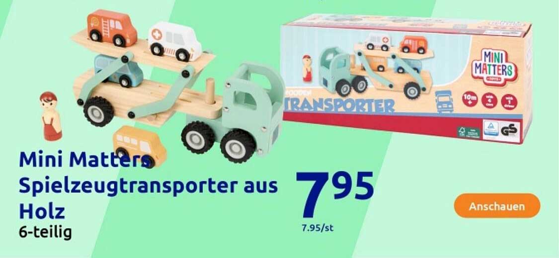 Mini Matters Spielzeugtransporter aus Holz 6-teilig
